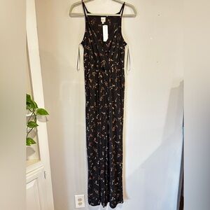 NWT Kaileigh Black Floral Wide Leg Jumpsuit Small Stitch Fix